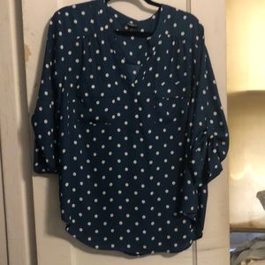 Torrid teal polka dot blouse size 2